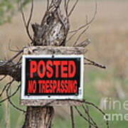 Posted Country Sign No Tresspassing Poster