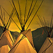Powwow Camp At Sunrise Poster
