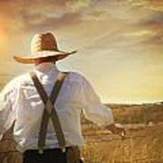 Prairie Farmer Looking Out Over His Land Poster