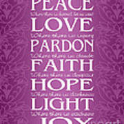 Prayer Of St Francis - Victorian Radiant Orchid Poster