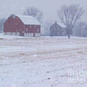 Quakertown Farm On Snowy Day Poster