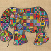 Quilted Elephant Poster