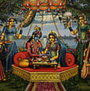 Radha Krishna Taking Meal Poster
