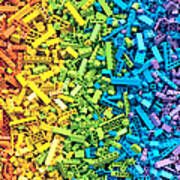 Rainbow Toy Blocks Background. 3d Poster