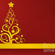 Red And Gold Christmas Card Poster