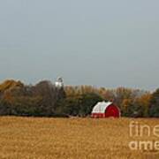 Red Barn In Fall Poster