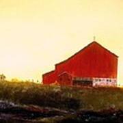 Red Barn On The Rocks Poster