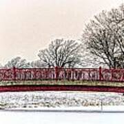 Red Bridge In Winter Poster