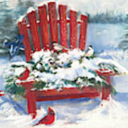 Red Chair In Winter Poster