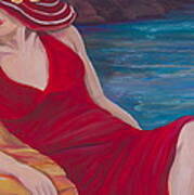 Red Dress Reclining Poster