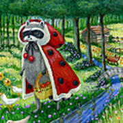 Red Riding Raccoon Poster
