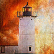 Red Sky At Morning - Nubble Lighthouse Poster