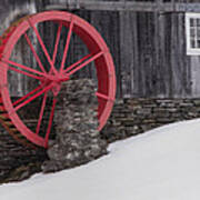 Red Water Wheel Poster