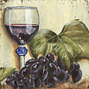 Red Wine And Grape Leaf Poster