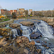Reedy Falls At Dusk In Downtown Greenville Sc Poster