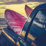 Retro Surf Boards In Truck Poster