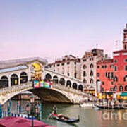Rialto Bridge At Sunset - Venice Poster