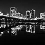 Richmond Night Skyline Bw Poster