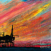 Rig At Sunset Poster