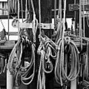 Rigging On A Tall Ship - Monochrome Poster