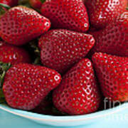 Ripe Strawberries In A Bowl On Counter Poster