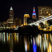 River Reflections Of Cleveland Ohio Poster