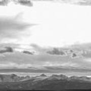 Rocky Mountain Lookout Sunset Panorama Bw Poster
