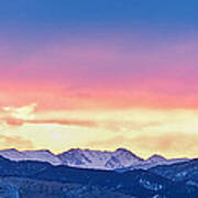 Rocky Mountain Sunset Clouds Burning Layers  Panorama Poster