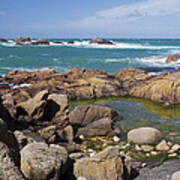 Rocky Shore And La Corbiere Lighthouse Poster