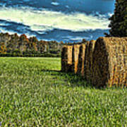 Rolled Hay Bales Hdr Art Poster