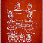 Roller Skate Patent Drawing From 1879 - Red Poster