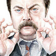 Ron Swanson Mustache Portrait Poster