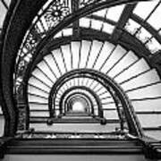 Rookery Building Oriel Staircase - Black And White Poster