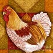 Rooster On A Quilt I Poster