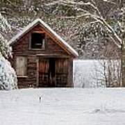 Rustic Shack In Snow Poster