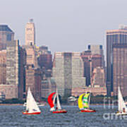 Sailboats On The Hudson I Poster