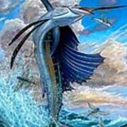 Sailfish And Flying Fish Poster