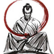 Samurai Enso Painting, Samurai Zen Paintings, Zen Samurai Poster, Zen Print, Samurai Wall Decor Poster