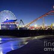 Santa Monica Pier At Night Poster