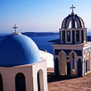 Santorini  Island Church Greece Poster