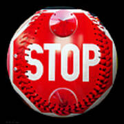 School Bus Stop Sign Baseball Square Poster