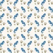Seahorse And Shells Pattern Poster