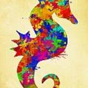 Seahorse Watercolor Art Poster