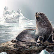 Harp Seal And Native Hunters Poster