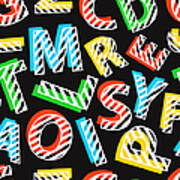 Seamless Pattern Of Colorful Letters On Poster