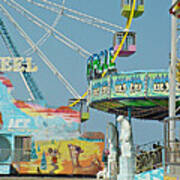 Seaside Funtown Ferris Wheel Poster