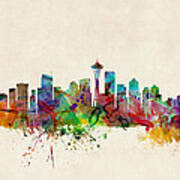 Seattle Washington Skyline Poster