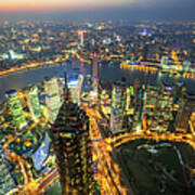 Shanghai, Dusk To Night, China Poster