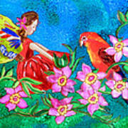 Silk Fairy And Parrot Poster