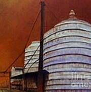 Silos With Sienna Sky Poster